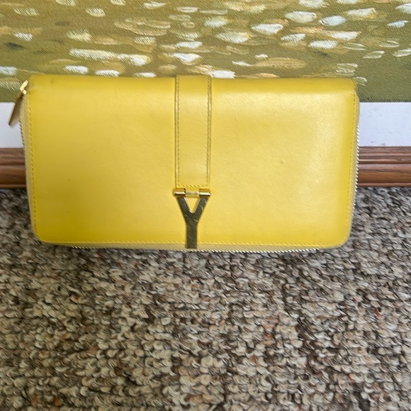 Saint Laurent Authentic Yellow Zip Around Long Wallet good used condition. - Picture 1 of 8
